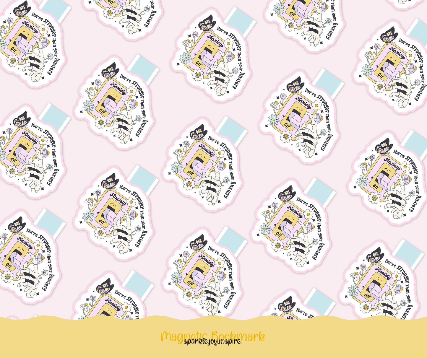 You're Stronger Than Your Anxiety Mental Health Diy Magnetic Bookmark Paper Craft Printable