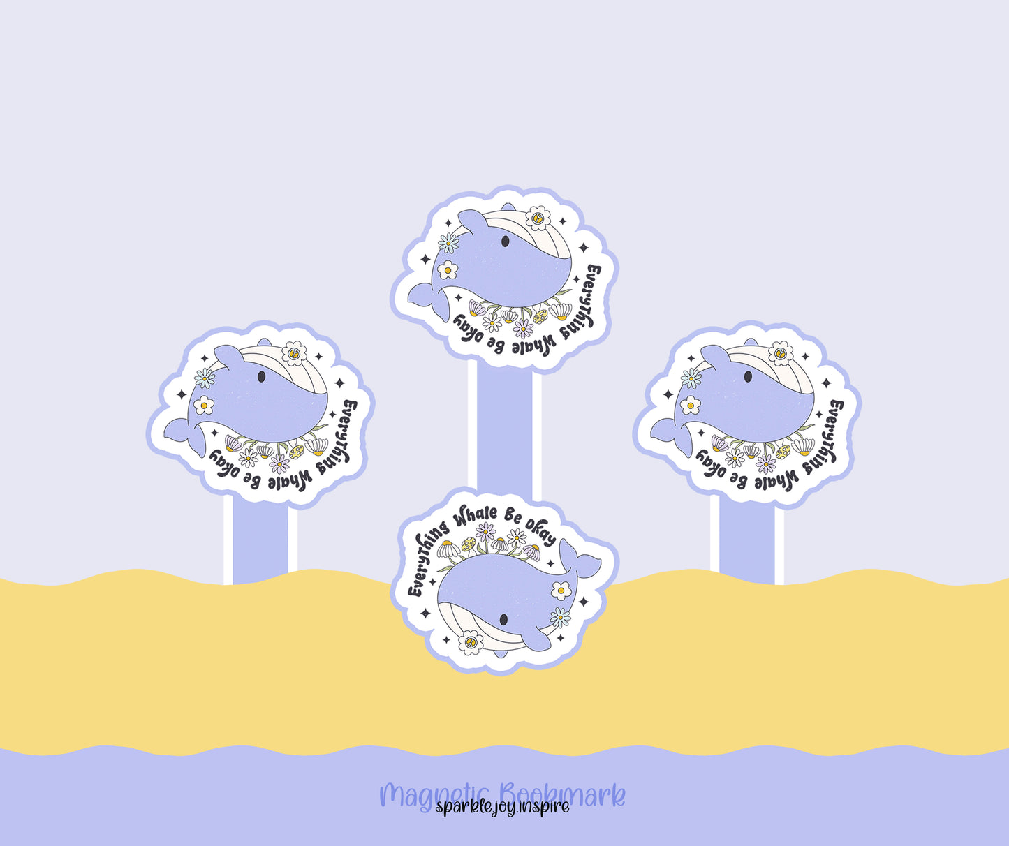 Everything Whale Be Okay Mental Health Magnetic Bookmark Paper Craft Printable