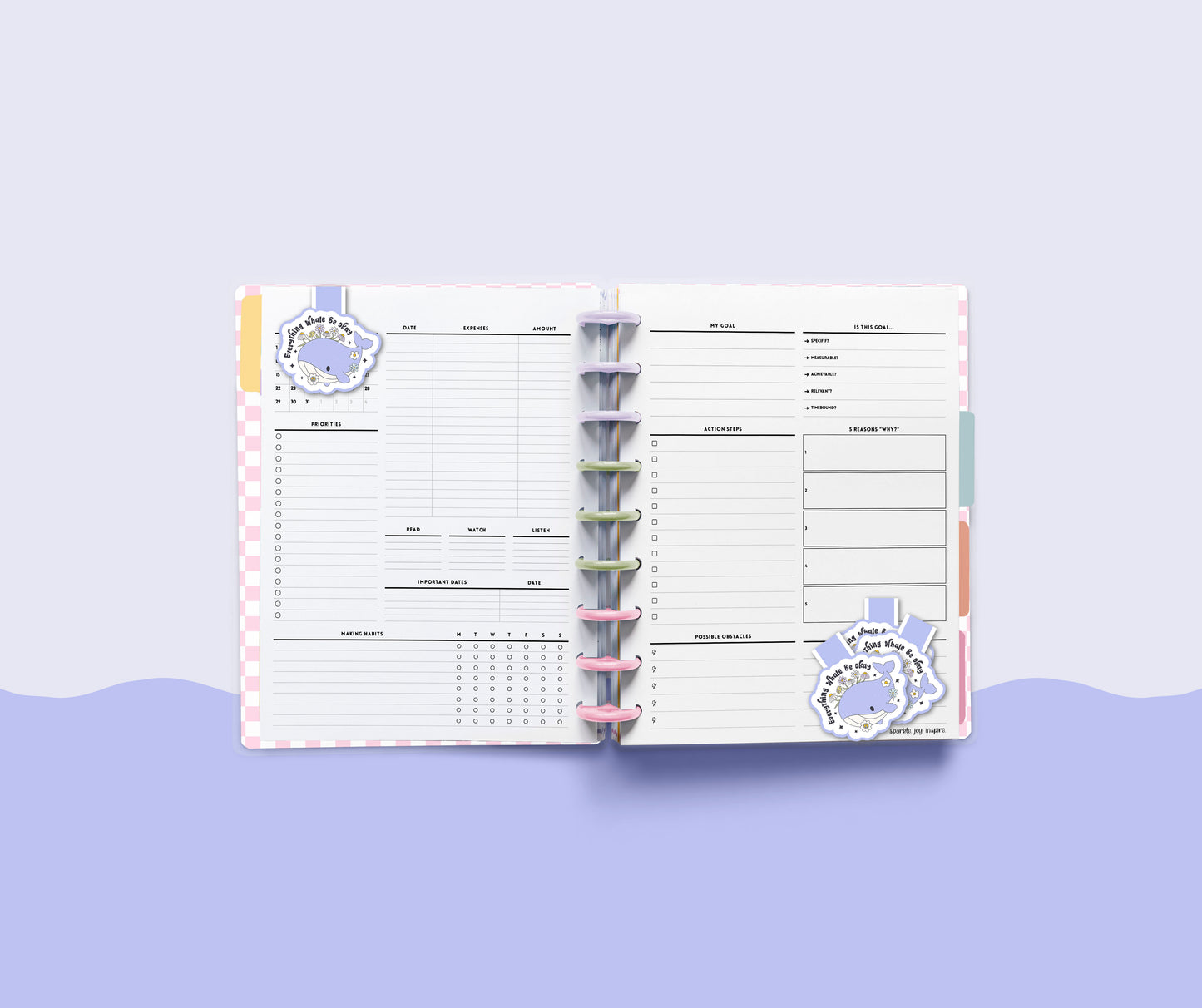 Everything Whale Be Okay Mental Health Magnetic Bookmark Paper Craft Printable