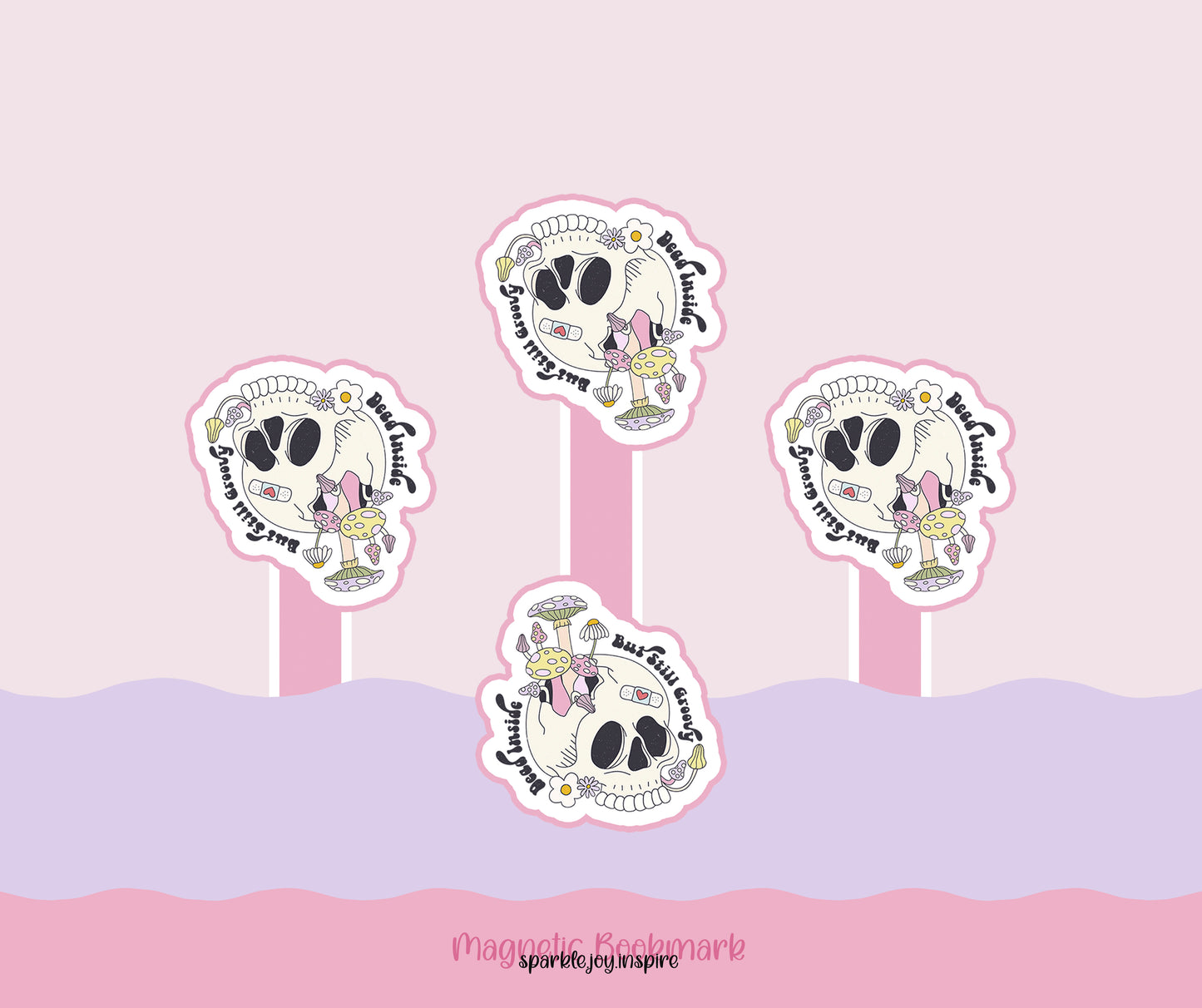 Dead Inside But Still Groovy Mental Health Magnetic Bookmark Paper Craft Printable
