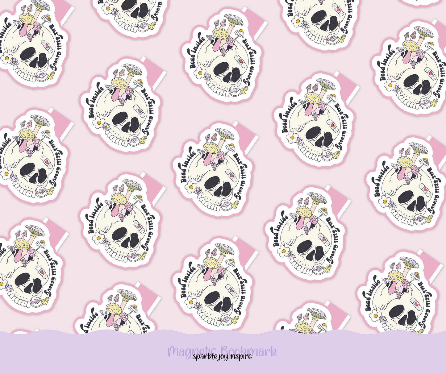 Dead Inside But Still Groovy Mental Health Magnetic Bookmark Paper Craft Printable
