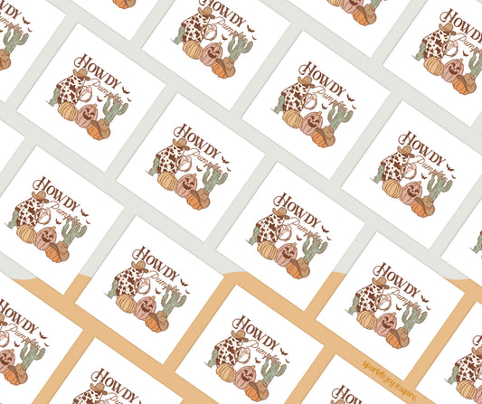 Howdy Pumpkin Cowboy Howdy Western Halloween Sublimation Transfer Print