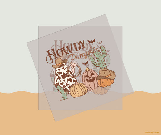 Howdy Pumpkin Cowboy Howdy Western Halloween DTF Transfer Print