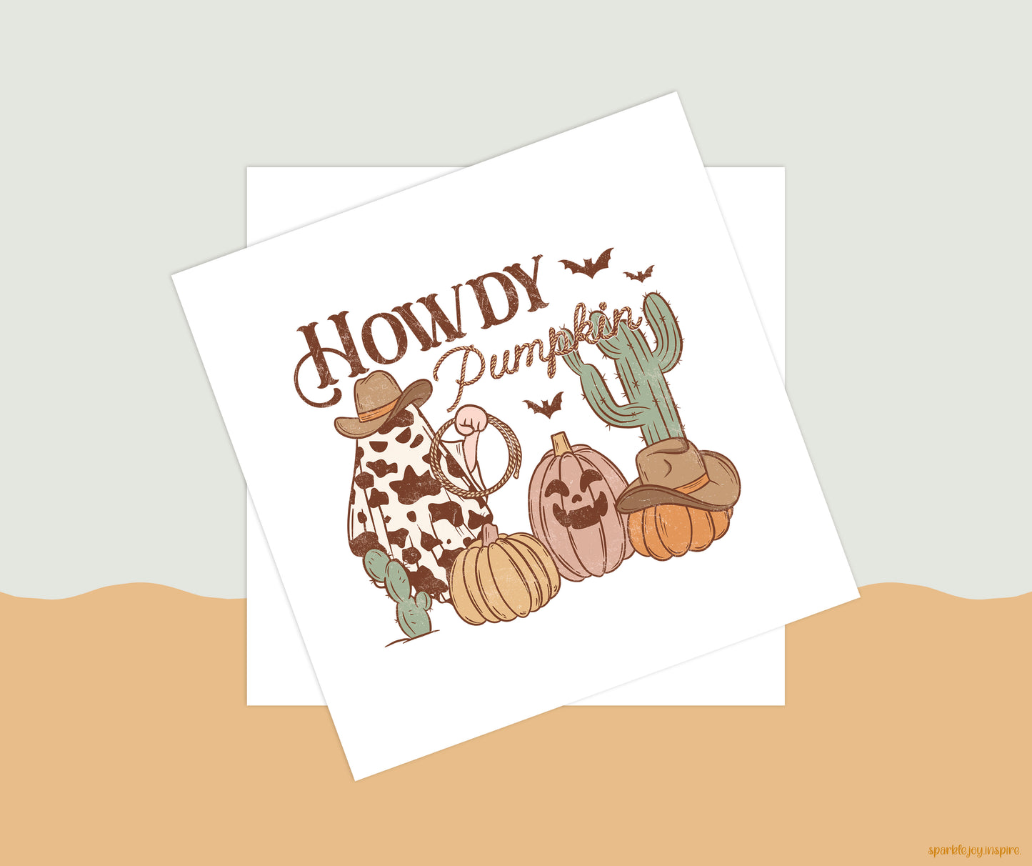 Howdy Pumpkin Cowboy Howdy Western Halloween Sublimation Transfer Print