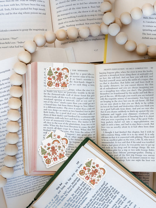 Christmas Vibes Collage Groovy Red Christmas Magnetic Bookmark