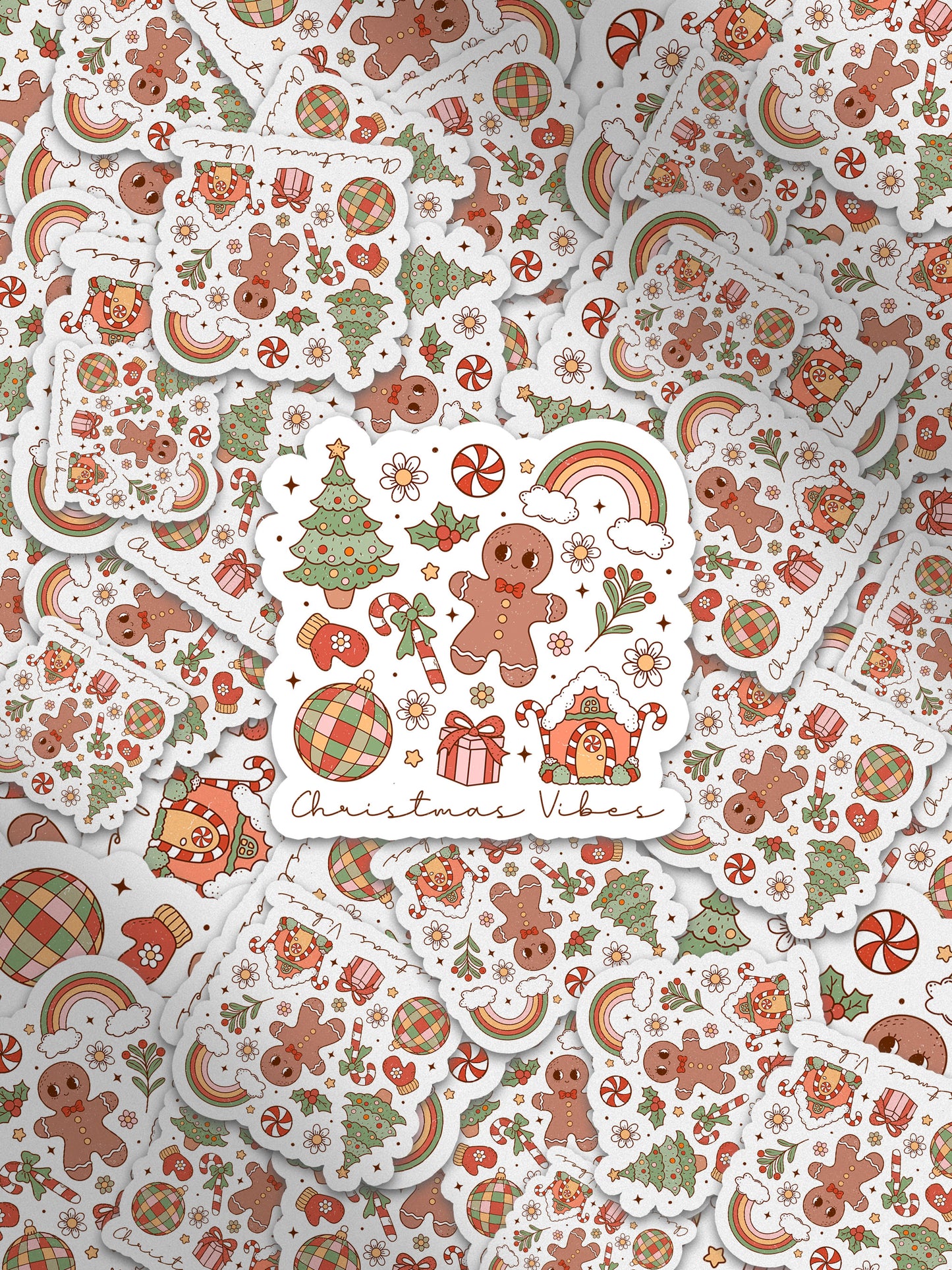 Christmas Vibes Collage Groovy Red Christmas Sticker