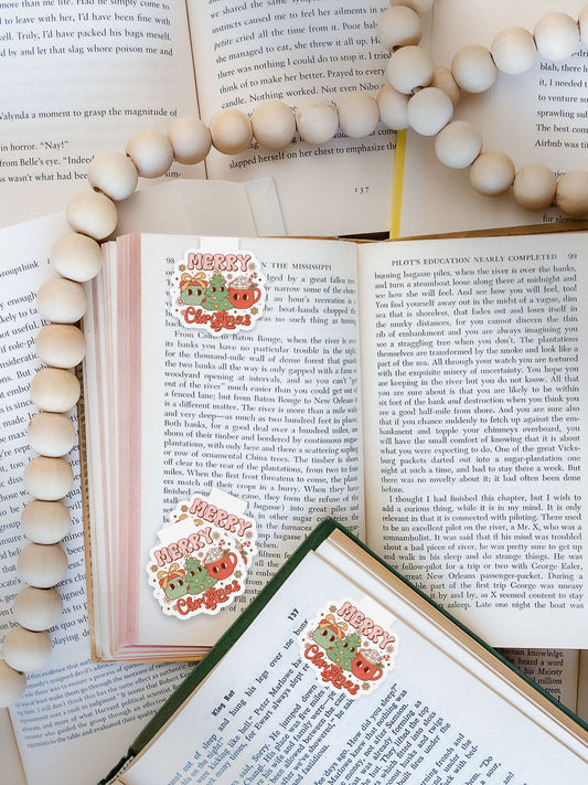 Merry Christmas Crew Groovy Red Christmas Magnetic Bookmark