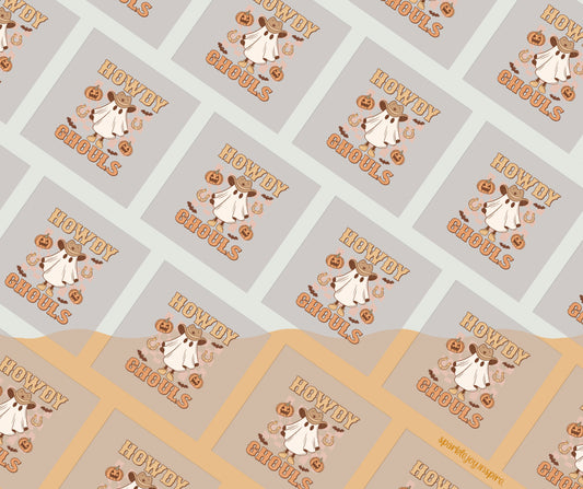 Howdy Ghouls Checkered Howdy Western Halloween DTF Transfer Print