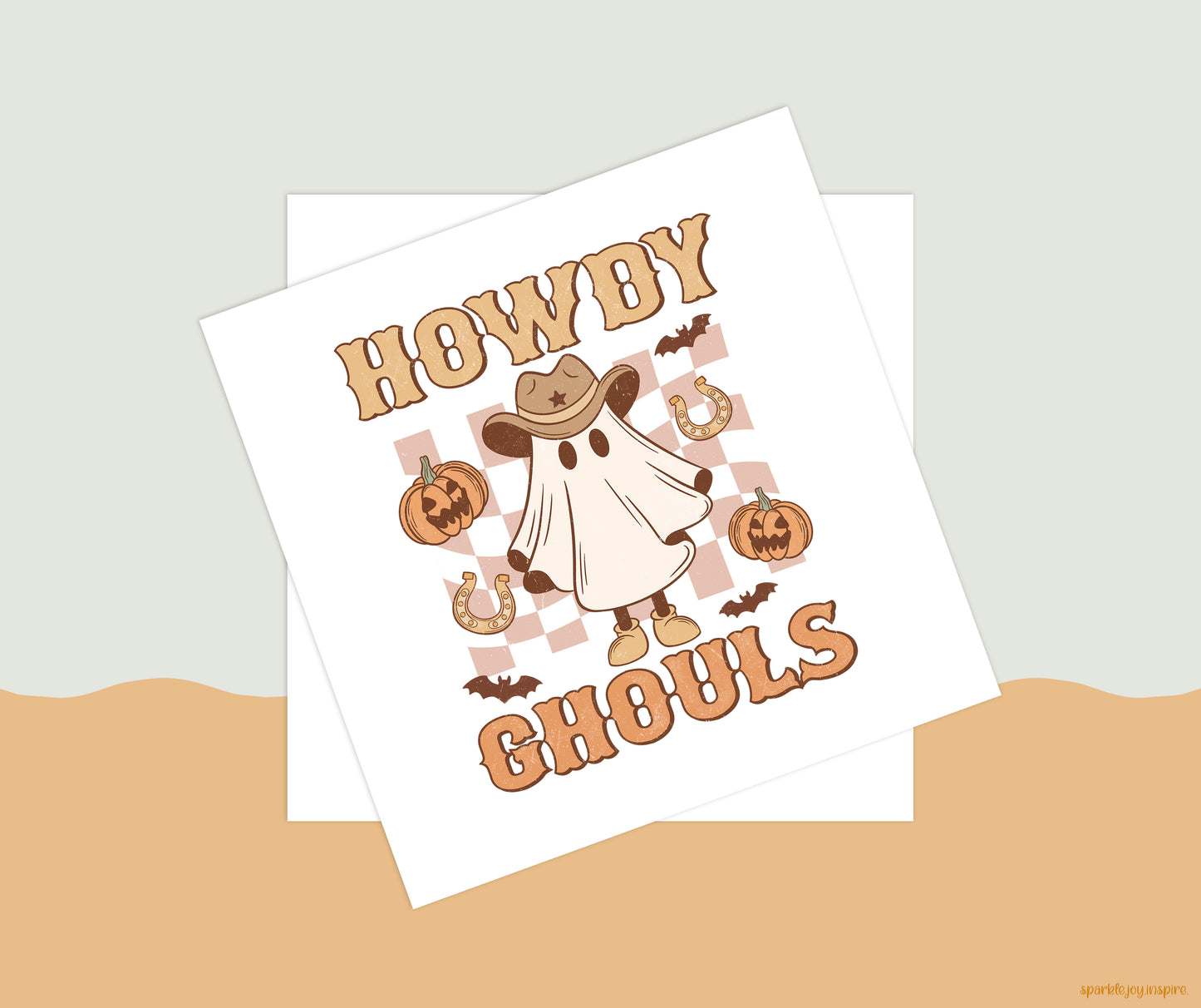 Howdy Ghouls Checkered Howdy Western Halloween Sublimation Transfer Print