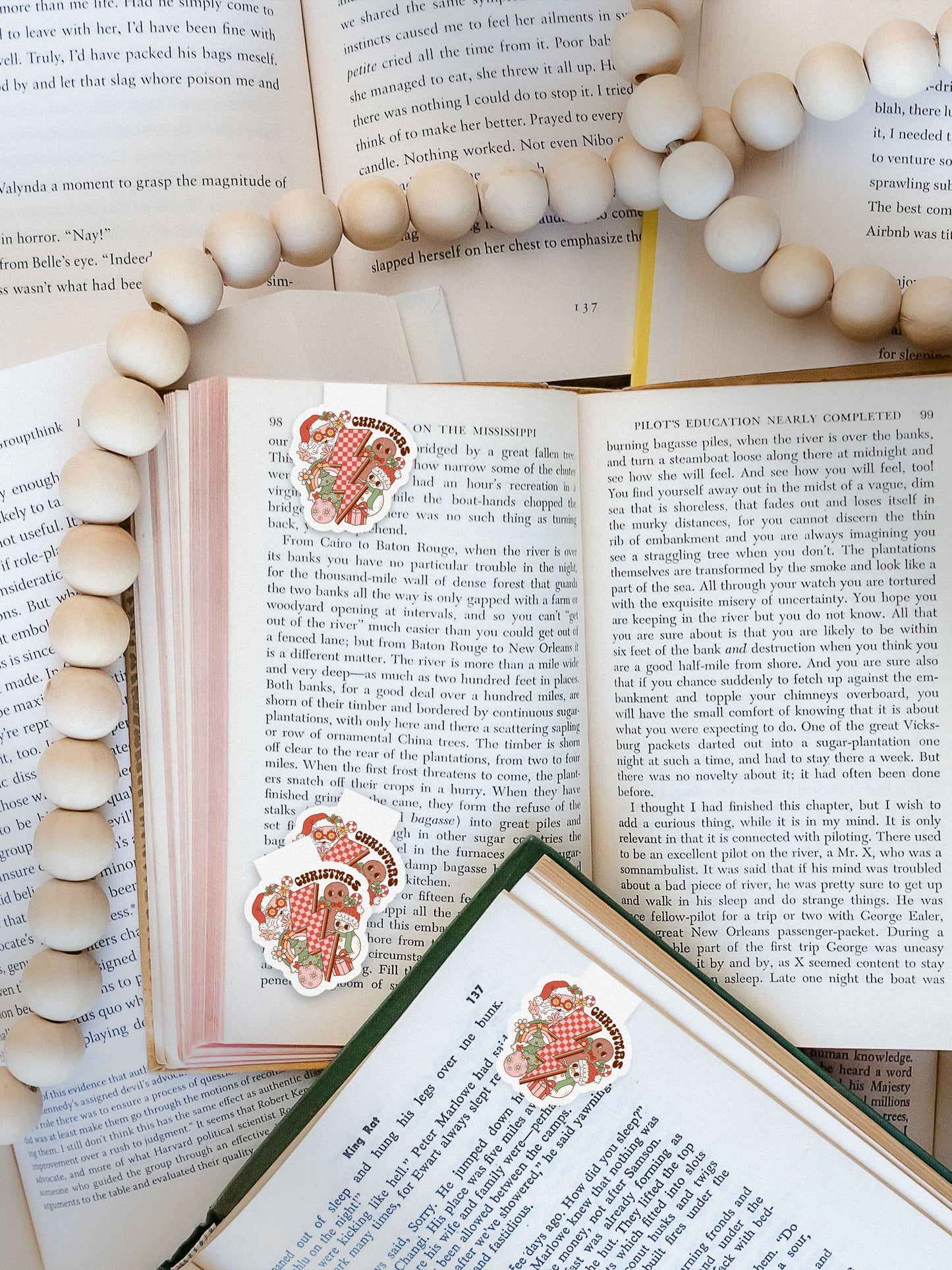 Christmas Retro Lightning Crew Groovy Red Christmas Magnetic Bookmark