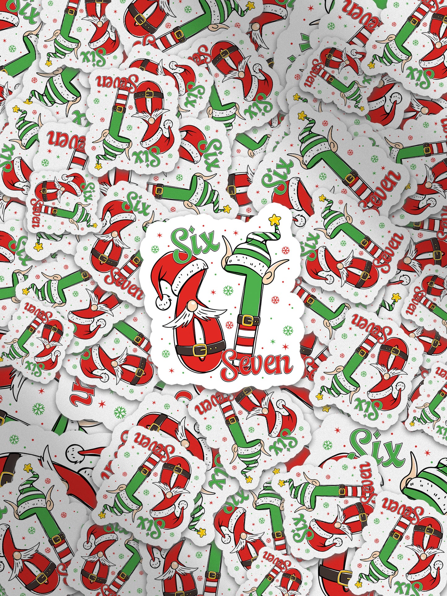 Santa Elf 67 Cartoon Christmas Funny Six Seven Sticker