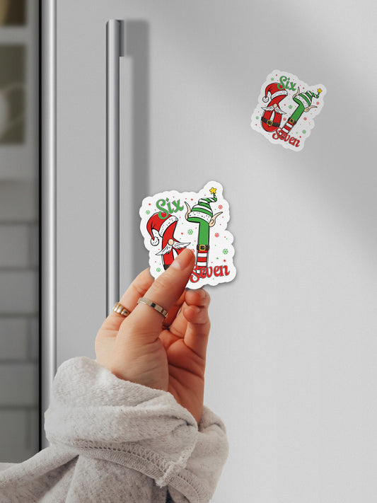 Santa Elf 67 Cartoon Christmas Funny Six Seven Magnet