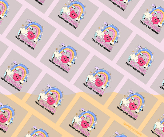 Teach Love Inspire Groovy Teacher DTF Transfer Print