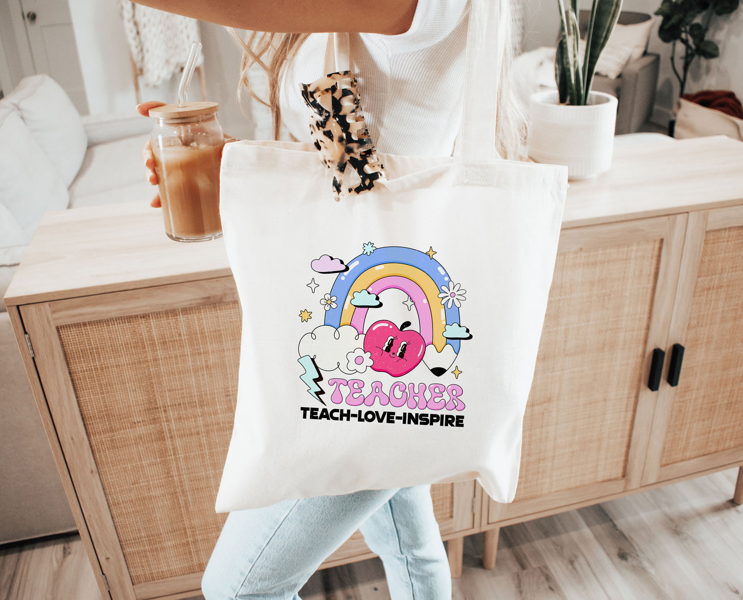 Teach Love Inspire Groovy Teacher DTF Transfer Print