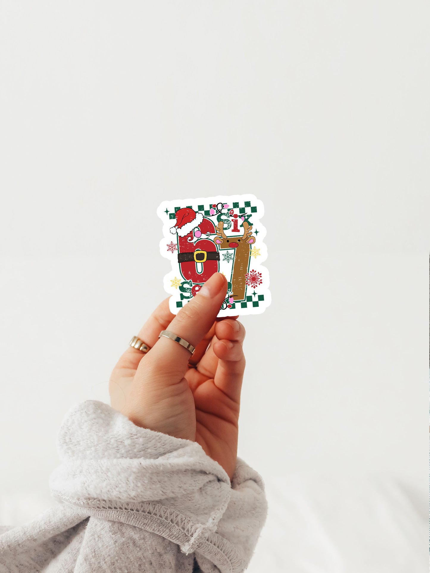 Santa Deer 67 Retro Christmas Funny Six Seven Sticker