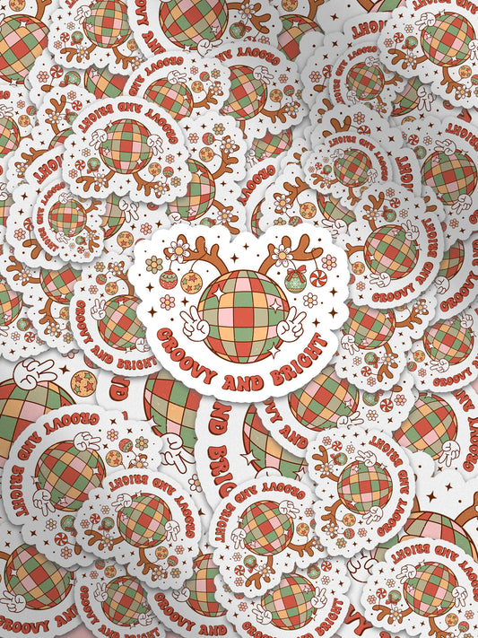 Groovy & Bright Disco Groovy Red Christmas Sticker