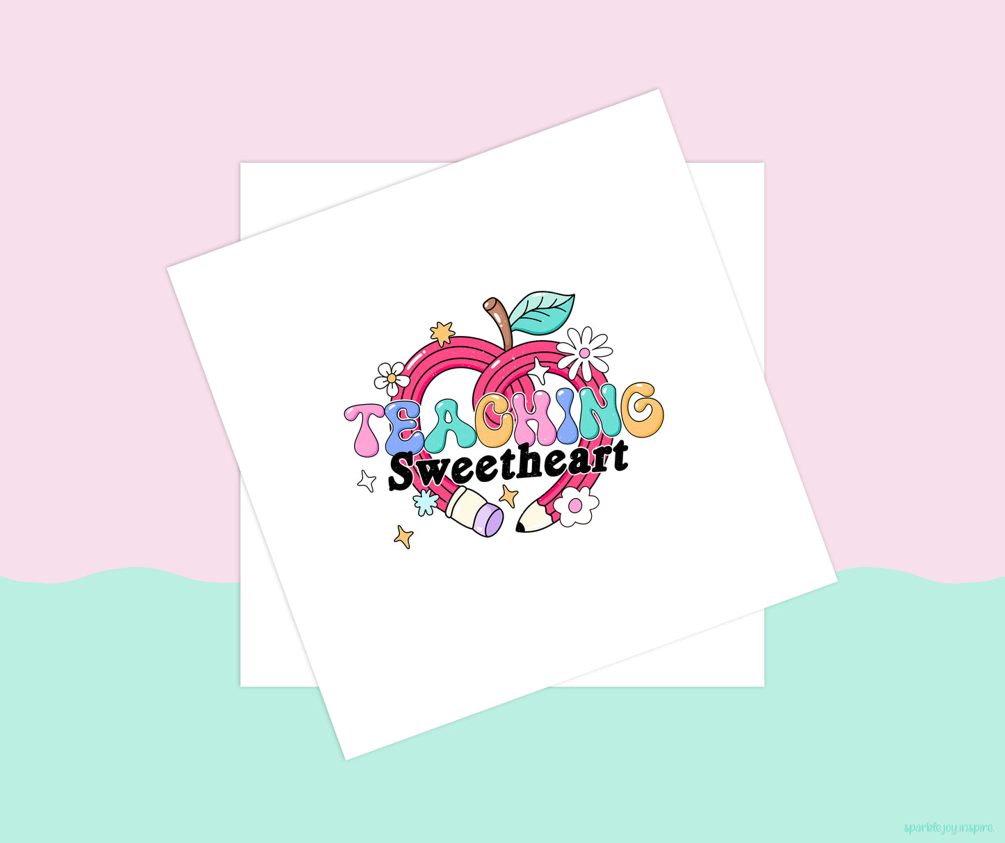 Teaching Sweetheart Groovy Teacher Sublimation Transfer Print