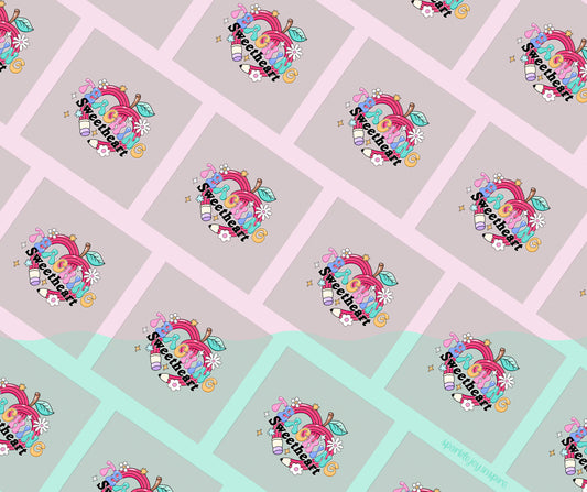 Teacher Sweetheart Groovy Teacher DTF Transfer Print