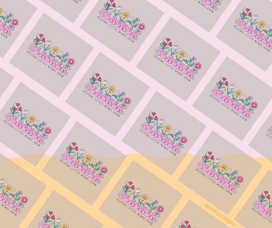 Teacher Helping Little Minds Grow Groovy Teacher DTF Transfer Print