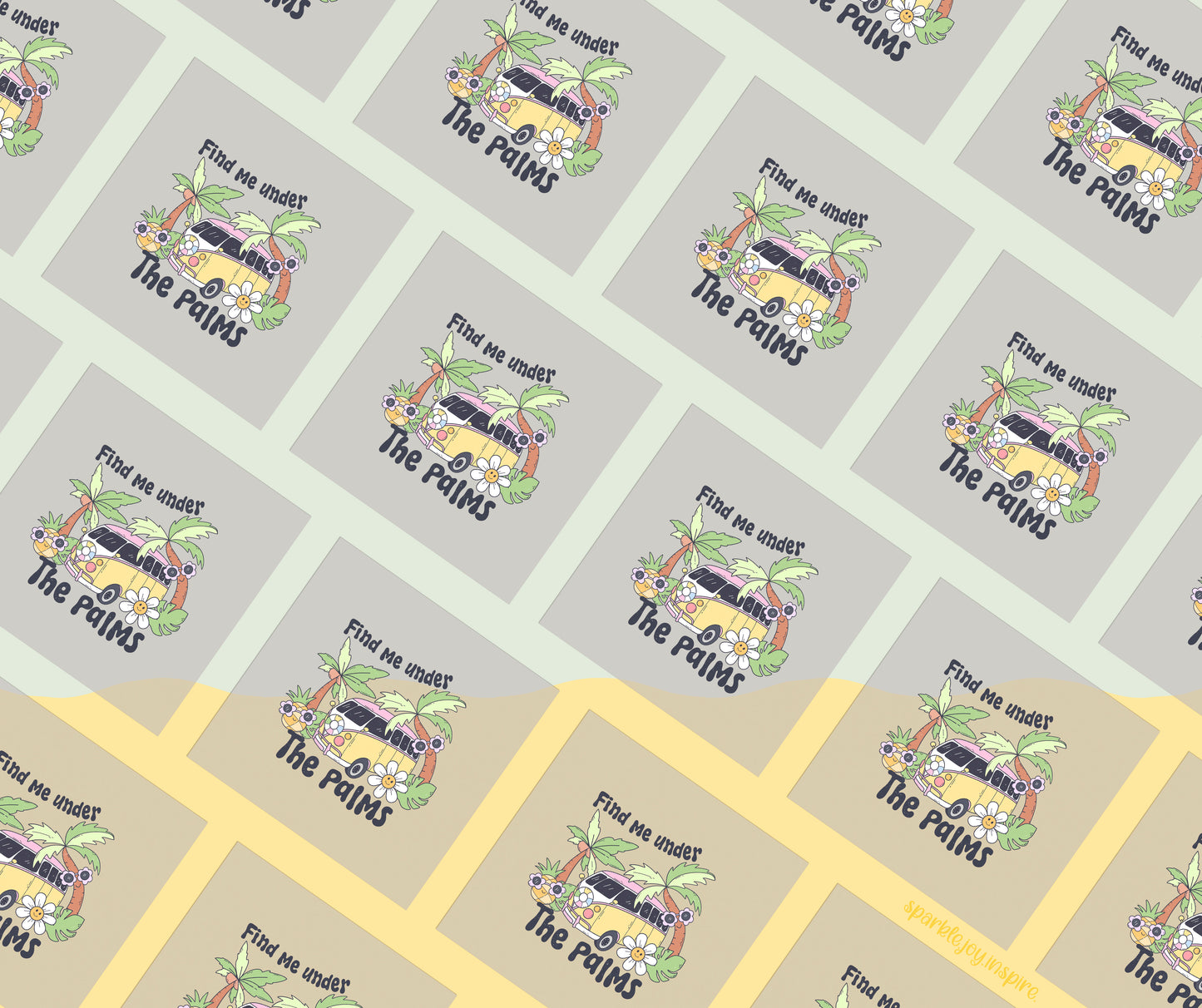 Find Me Under The Palms Groovy Summer DTF Transfer Print