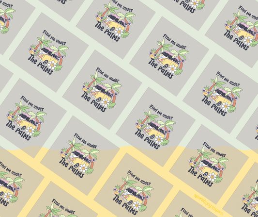 Find Me Under The Palms Groovy Summer DTF Transfer Print