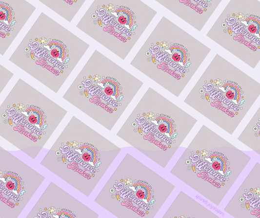 Difference Maker Groovy Teacher DTF Transfer Print