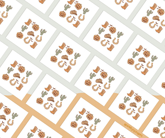 Pumpkin Boots Collage Howdy Western Halloween Sublimation Transfer Print