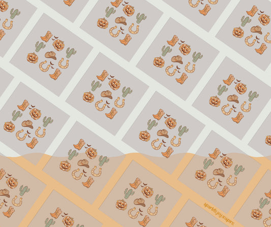 Pumpkin Boots Collage Howdy Western Halloween DTF Transfer Print