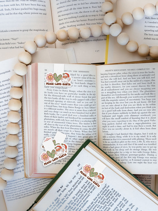 Peace Love Santa Groovy Red Christmas Magnetic Bookmark