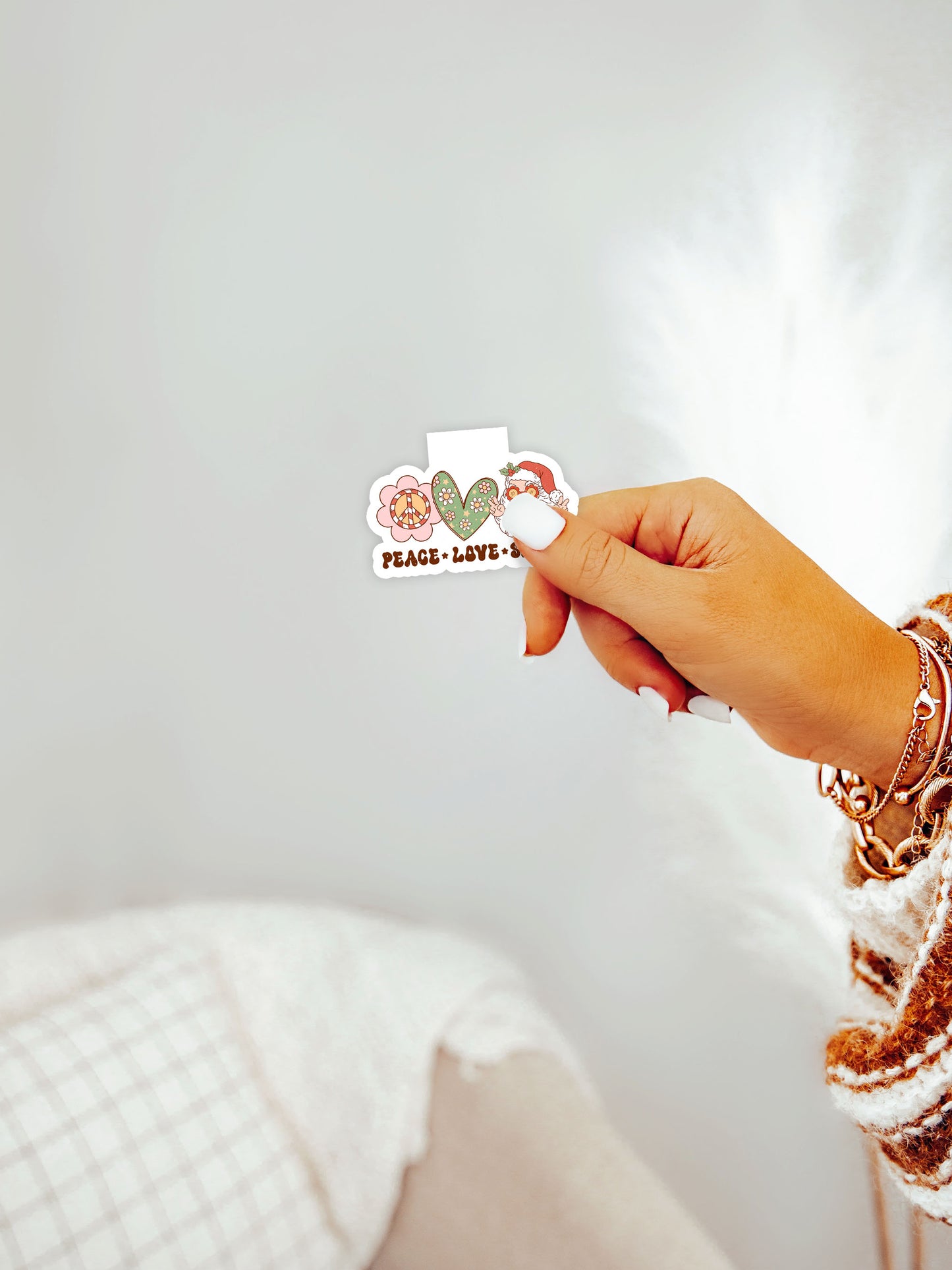 Peace Love Santa Groovy Red Christmas Magnetic Bookmark