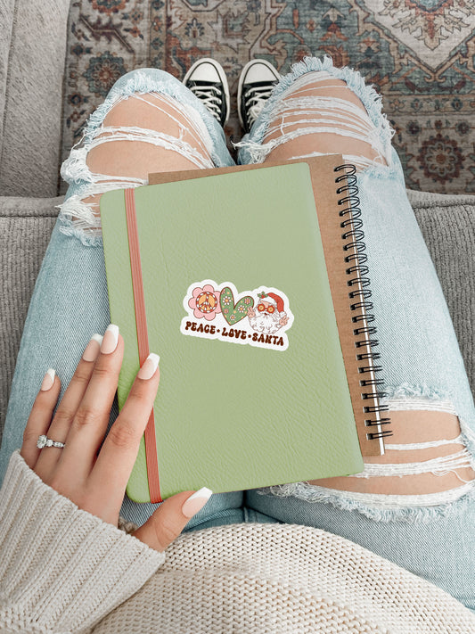 Peace Love Santa Groovy Red Christmas Sticker