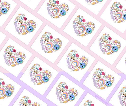 Teacher Collage Heart Teach Groovy Teacher Sublimation Transfer Print