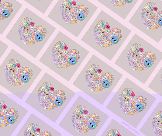 Teacher Collage Heart Groovy Teacher DTF Transfer Print