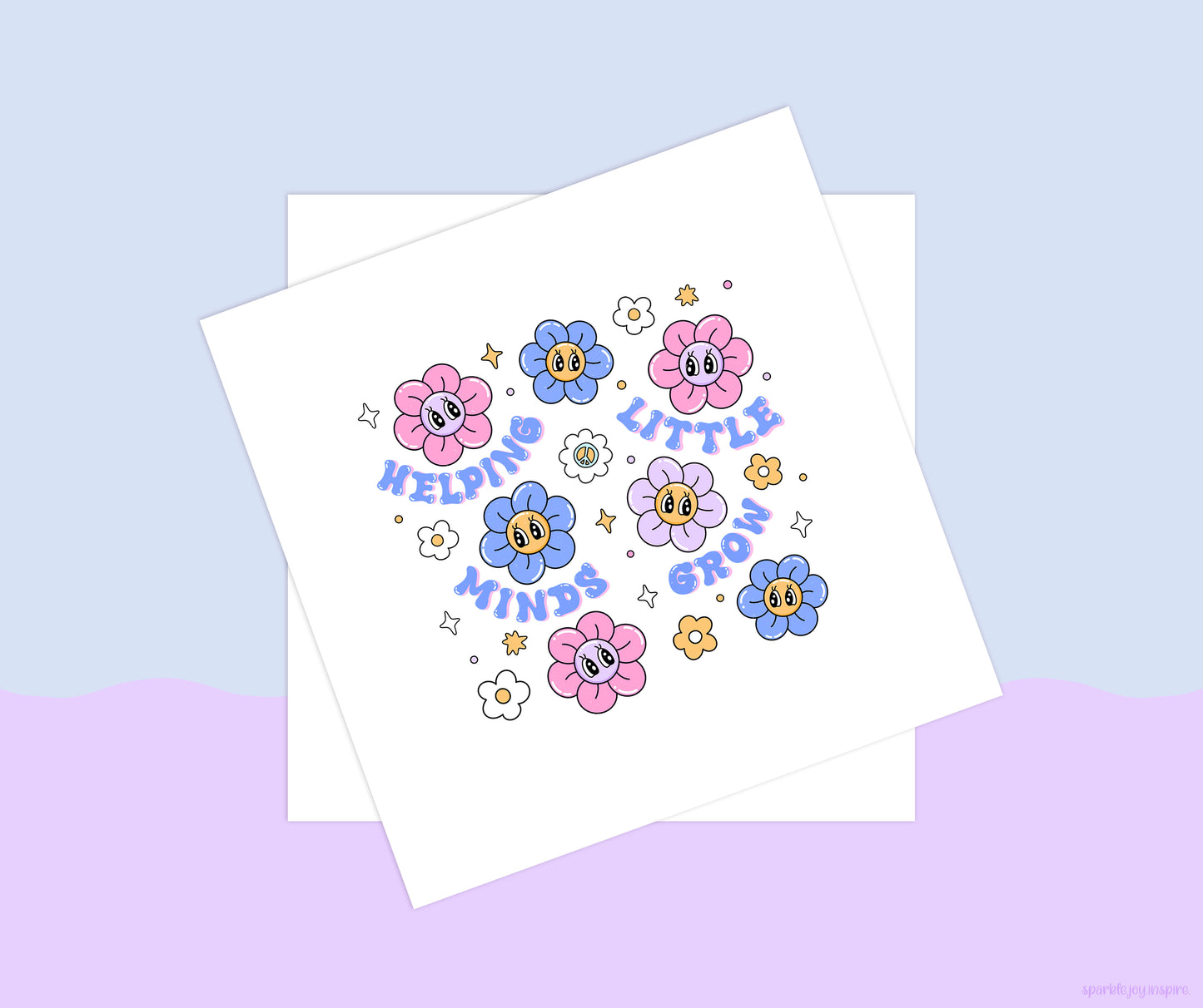 Helping Little Minds Grow Teach Groovy Teacher Sublimation Transfer Print