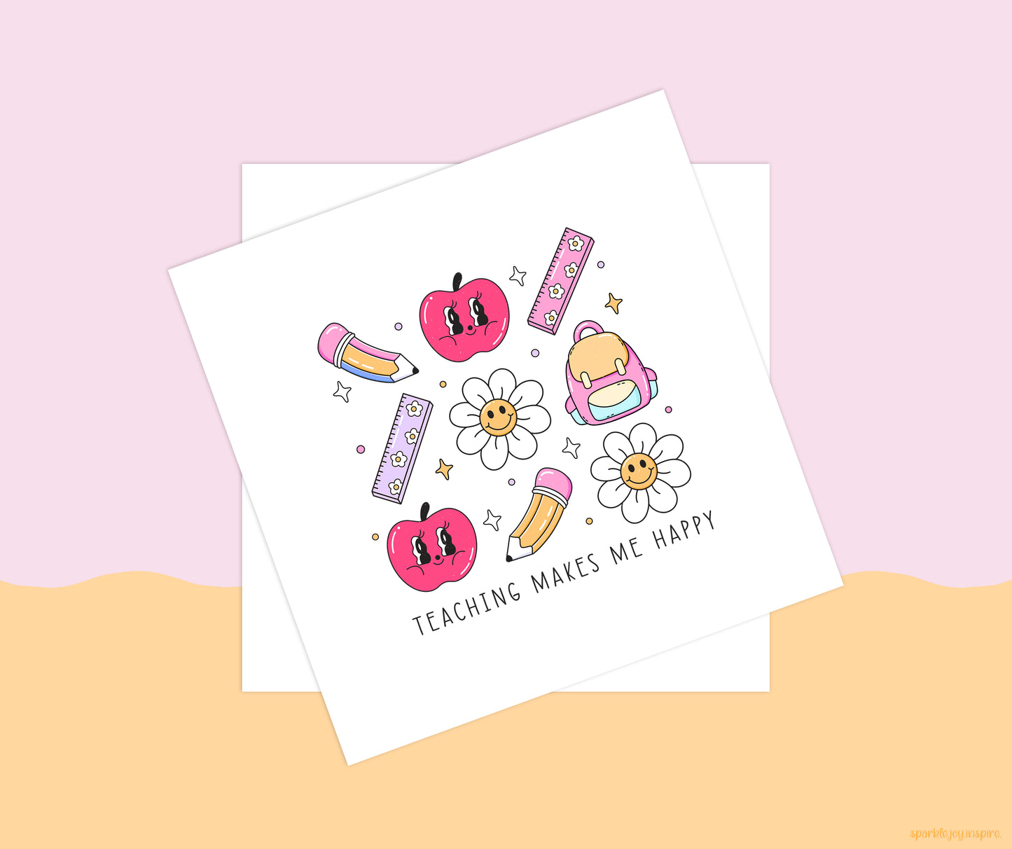 Teaching Makes Me Happy Teach Groovy Teacher Sublimation Transfer Print