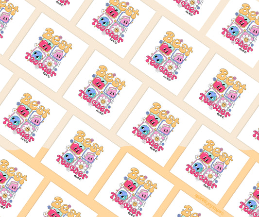 Best Teacher Ever Teach Groovy Teacher Sublimation Transfer Print