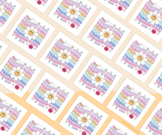 Teacher Vibes Layered Flower Groovy Teacher Sublimation Transfer Print