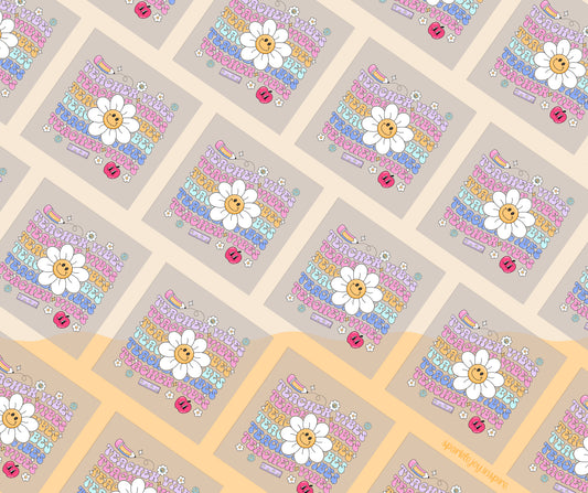 Teacher Vibes Layered Flower Groovy Teacher DTF Transfer Print