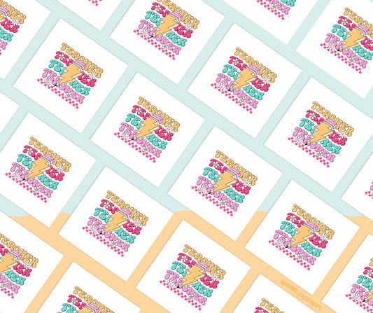 Teacher Layered Lightning Groovy Teacher Sublimation Transfer Print