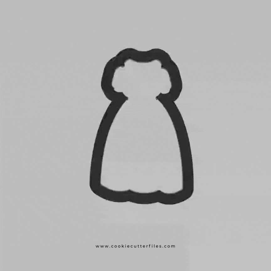 Woodlands Inspired Princess Dress Cookie Cutter STL Files