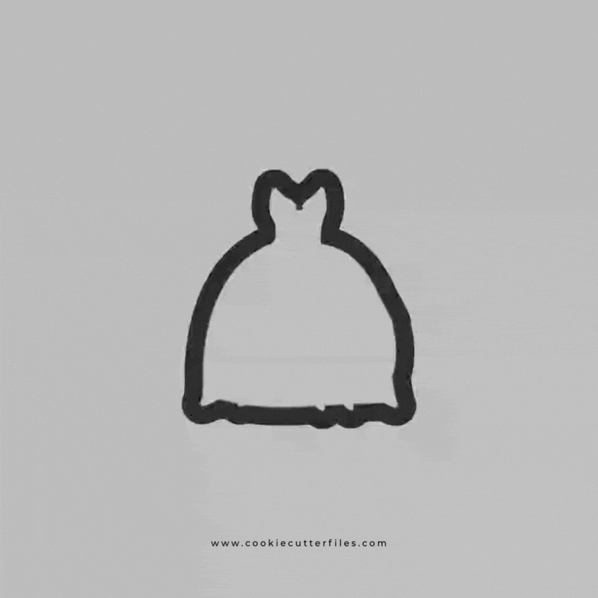 Frog Inspired Princess Dress Cookie Cutter STL Files