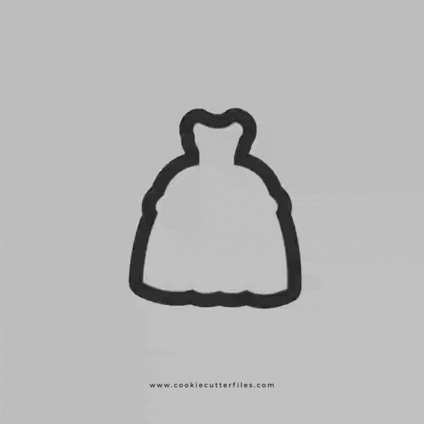 Glass Slipper Inspired Princess Dress Cookie Cutter STL Files