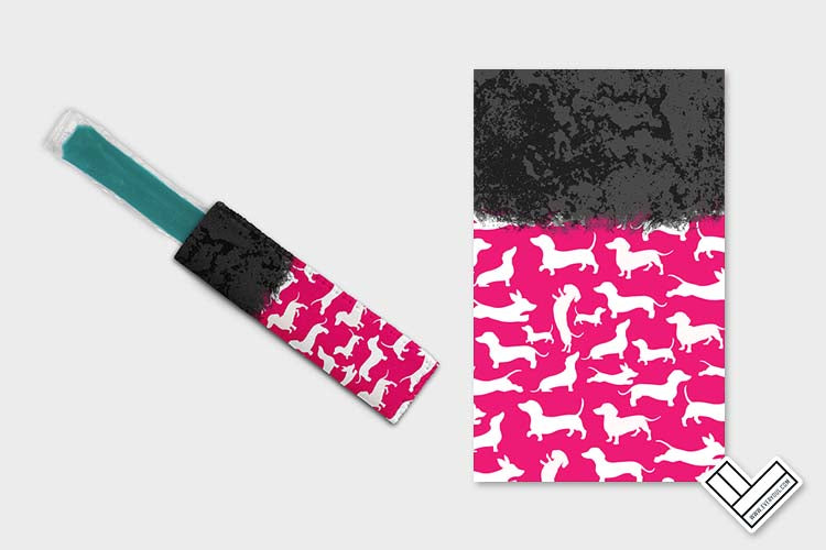 Dachshund Solid Black Pink Ice Pop Digital Sublimation Design