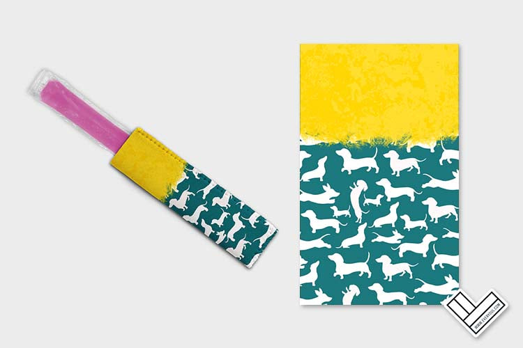 Dachshund Solid Yellow Teal Ice Pop Digital Sublimation Design