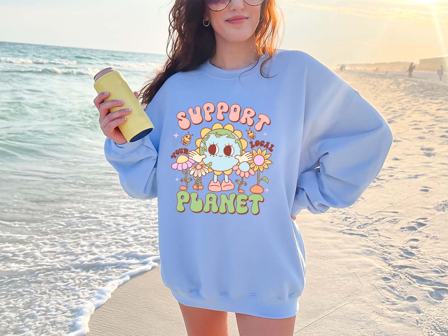 Support Your Local Planet Earth Day Vibes DTF Transfer Print