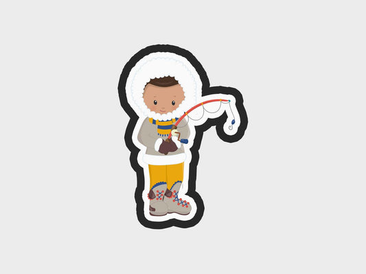 Boy Standing Fishing Eskimo Kids Cookie Cutter STL Files