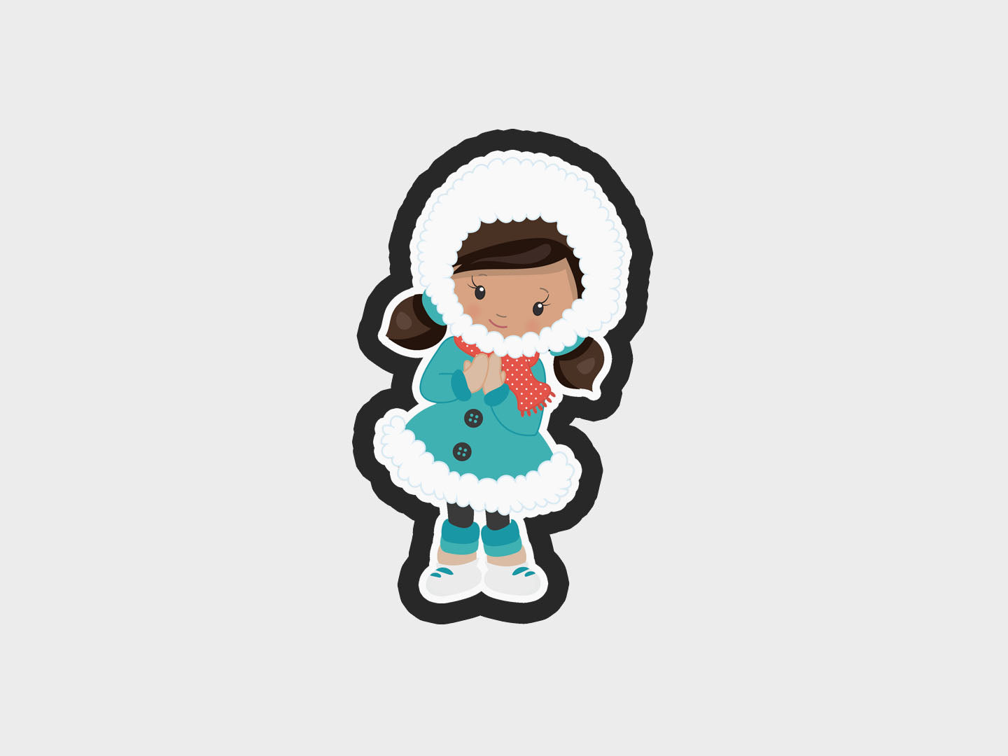 Girl Standing Eskimo Kids Cookie Cutter STL Files