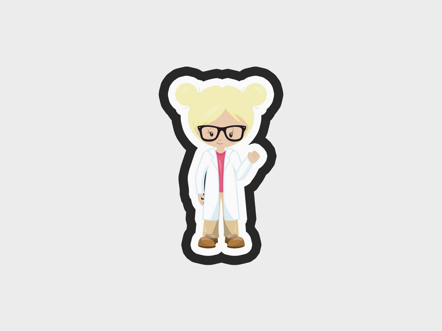 Girl Two Scientist Kids Cookie Cutter STL Files