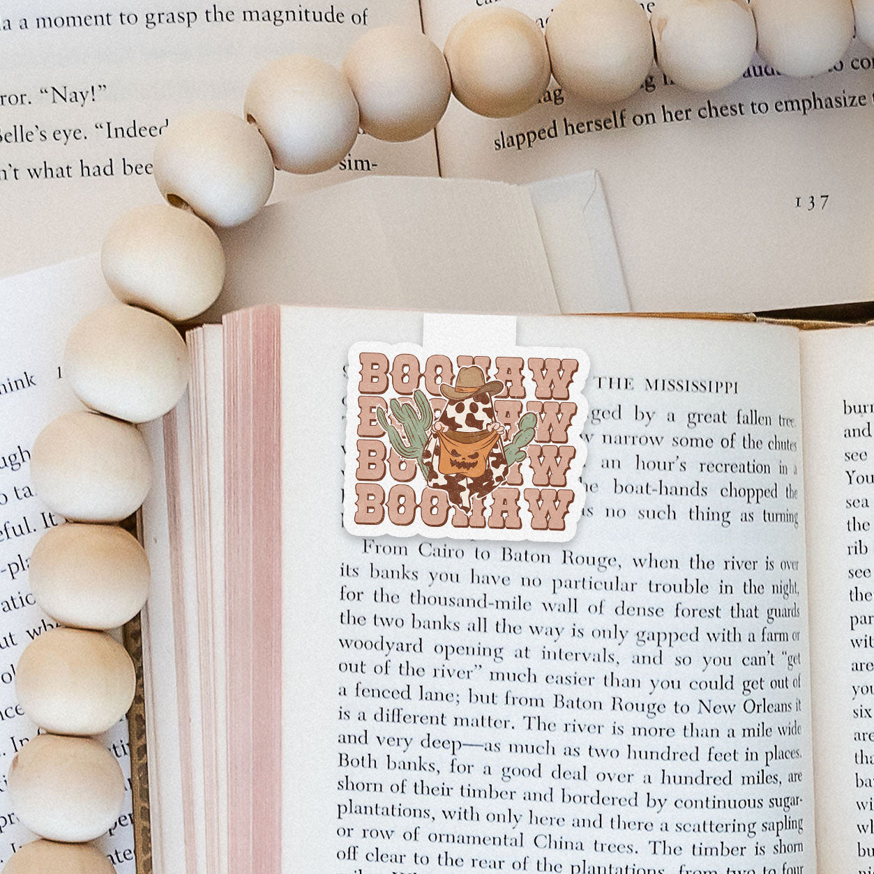 Boohaw Stacked Howdy Western Halloween Magnetic Bookmark