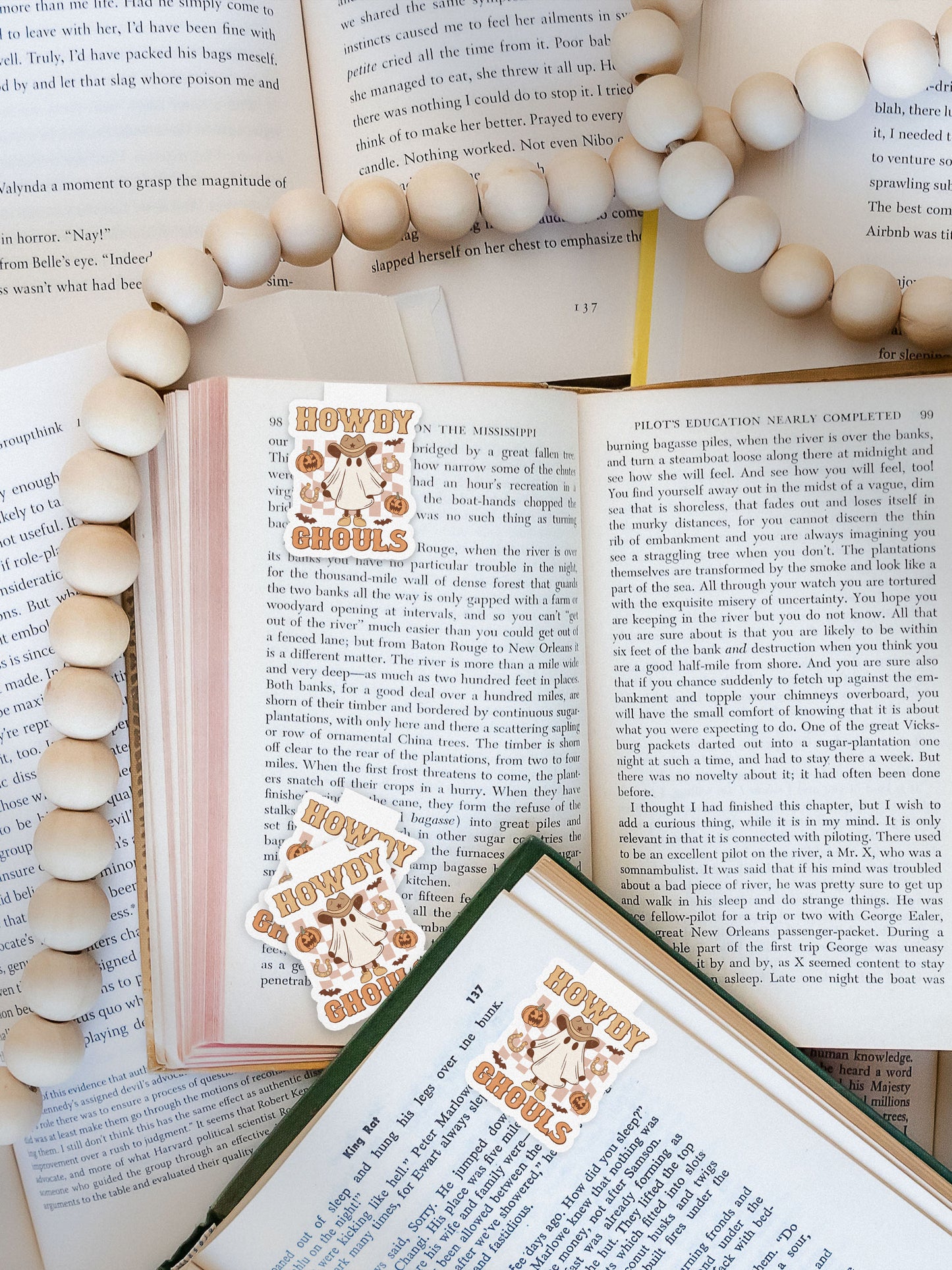Howdy Ghouls Checkered Howdy Western Halloween Magnetic Bookmark